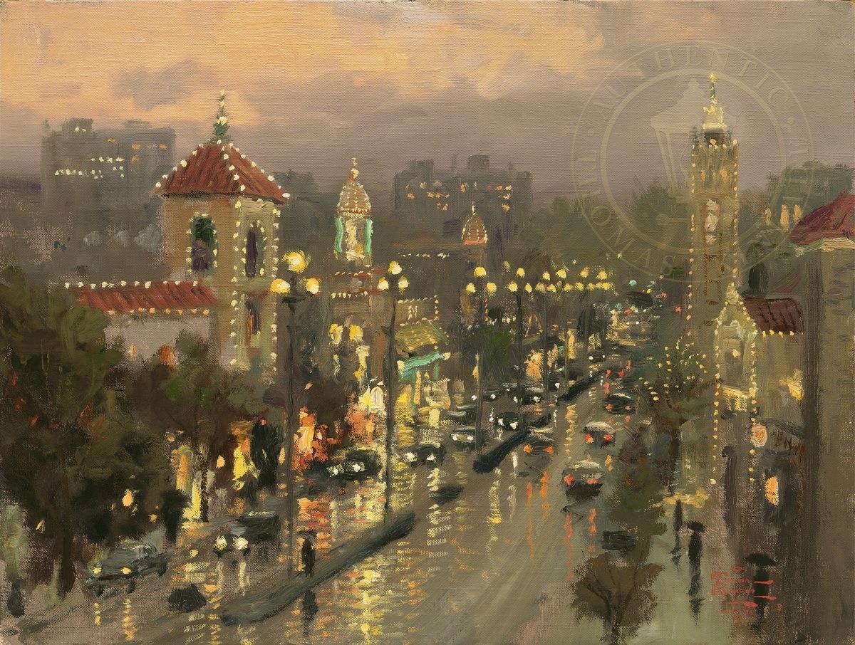 Plaza Lights Kansas City Thomas Kinkade Peintures à l'huile